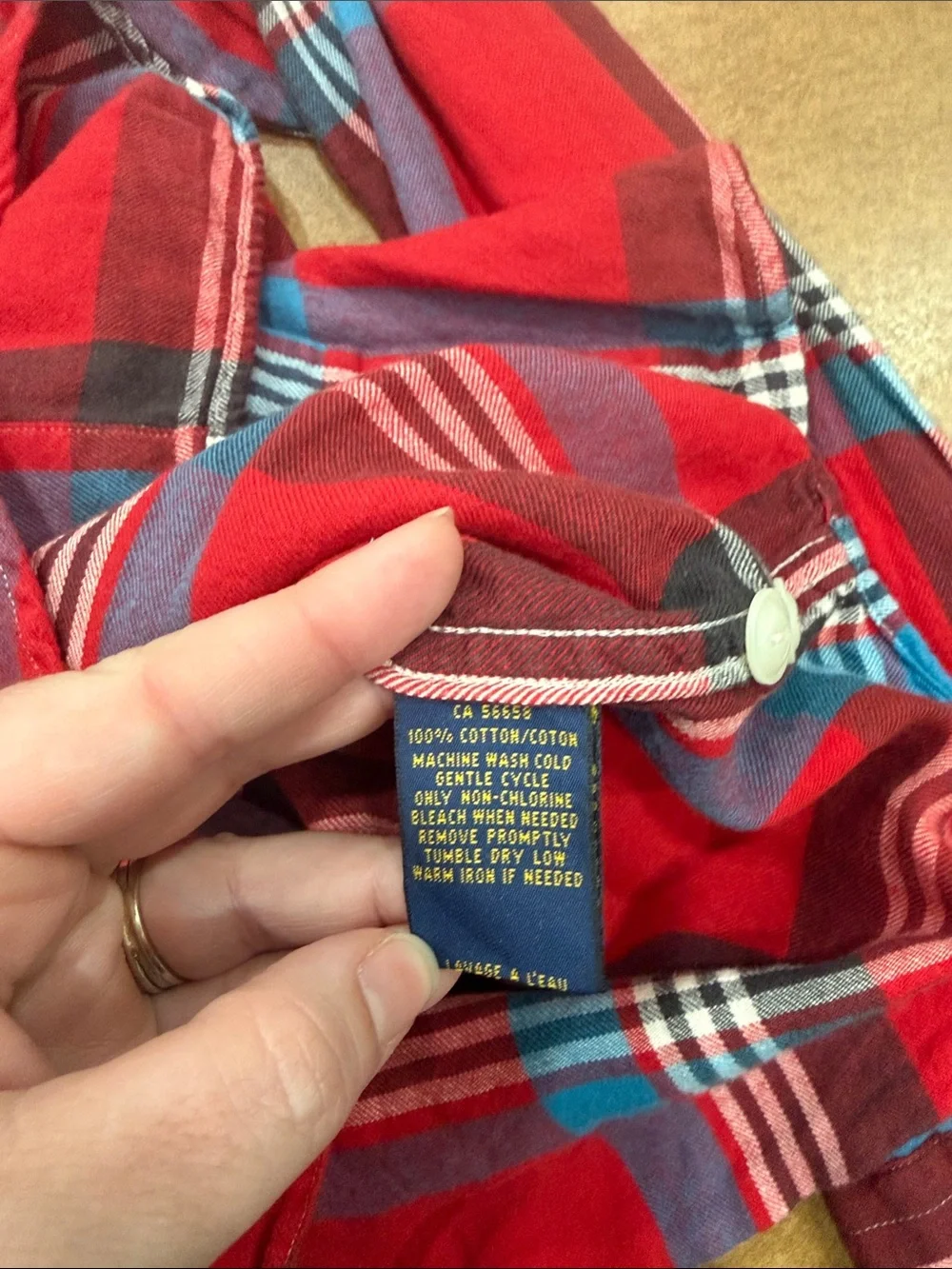 Polo by Ralph Lauren Red, Blue and Black Plaid 100% Cotton Button-Down Shirt S